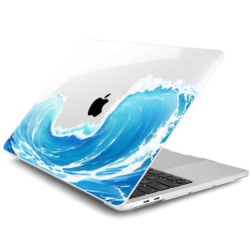 Batianda AstroGrid Case for MacBook Air 13 inch 2018-2020, Blue Waves | Fits Model A2337 M1/A2179/A1932, with Blue Ocean Wave Design, Slim Hard Shell For Surfers, Students And Beach Lovers - color: Blue Waves
