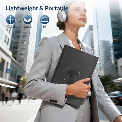 Rii Portable Monitor, 16 inch FHD 1200P, 16:10 Horizontal/Vertical Monitor, Laptop Screen Extender Built-in Speakers, Portable Monitor for Laptop MacBook Surface PC PS4/5, VESA Mountable, Plug & Play