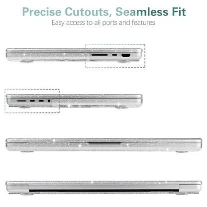 Clear Glitter Case for MacBook Pro 14 inch 2026 M5 2021-2025 M4 M3 M2 M1 Pro/Max A3427 A3426 A3434 A3112 A3185 A3401 A2918 A2992 A2779 A2442, Shiny Sparkle Plastic Hardshell & Keyboard Cover - color: 01 Clear Glitter