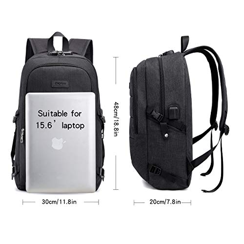 Travel Laptop Backpack with USB Charging Port and Lock Computer Business Backpacks, Gifts for Men & Women Fits 15.6 Inch Notebook,Black