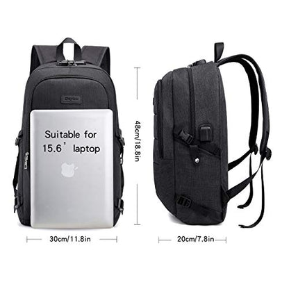 Travel Laptop Backpack with USB Charging Port and Lock Computer Business Backpacks, Gifts for Men & Women Fits 15.6 Inch Notebook,Black