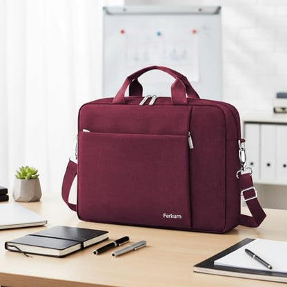 Ferkurn Laptop Bag Case for Women Men Computer Bag Compatible with HP Envy Pavilion Omen/LG Gram/MSI/Dell Inspiron XPS/Lenovo/Acer, Shoulder Strap Carrying Messenger Briefcase, Red, 15.6 16 Inch - color: Red, size: 15.6 inch