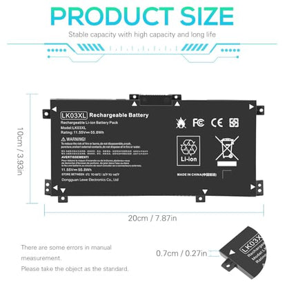 Fancy Buying LK03XL Battery for HP Envy X360 Convertible 15m-bq1xx 15m-bp0xx 15-cr0xxx 15-bq2xx 15-cp0xxx 15t-cn 17-ae1xx 17m-ae011dx 17m-ce0013dx 17t-ce100 L08855-856 l0928-855 - size: 7.87*3.93*0.27inch