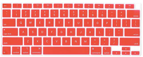 Se7enline Compatible with MacBook New Air 13 inch 2018/2019/2020/2021/2022/2023/2024 Keyboard Cover Protector for MacBook Air 13-Inch Touch ID with Retina Display. M1 A2337/A2179 US Layout, Red - color: Red