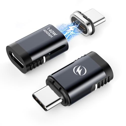 140W USB C Magnetic Adapter2 Pack, 24 Pin Straight 8K 60Hz USBC 4 40Gbps | Magnetic USB C Adapter for iPhone 17/16/15 Series, Straignt, Thunderbolt 4/3, MacBook Pro/Air and Sumsung Type C Devices - style: Straight