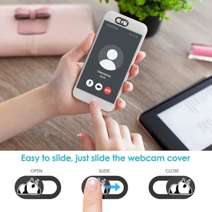 Camera Privacy Covers 0.02 Inch Ultra Thin Panda Slide Webcam Cover Cute Laptop Camera Blocke (Panda 3pcs) - color: Panda 3pcs