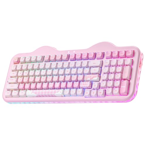 YUNZII C98 Cute Wireless Mechanical Keyboard(Pink Mao, Candy Switch) | Cake Keyboard,99 Keys with Number Pad, MAO Keycaps, BT5.0/2.4G/USB-C,Hot Swap, Gasket Mount, Custom RGB Backlight for Win/Mac - color: Pink MAO, size: Candy Linear Switch