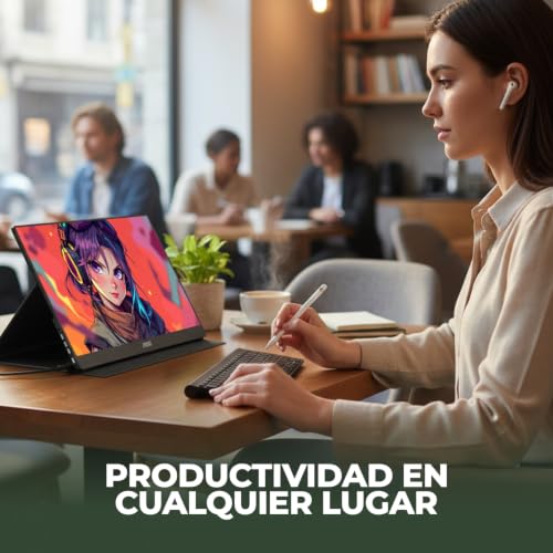 AOC 16" Portable Monitor FHD 60Hz USB-C IPS Ultra Slim Smart Cover 16T20 | 1920×1080 Computer Monitor, USB-C, Mini HDMI, Built-in Speakers, Smart Cover, Ultra Slim, VESA Mount, Low Blue Light - size: 15.6 inch Smart Cover
