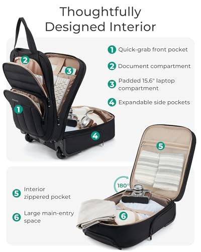 BAGSMART Small Underseat Carry on Luggage with Wheels, 16 inch Small Under Seat Luggage, Lightweight Travel Suitcase for Women, Classic - color: Deep Black