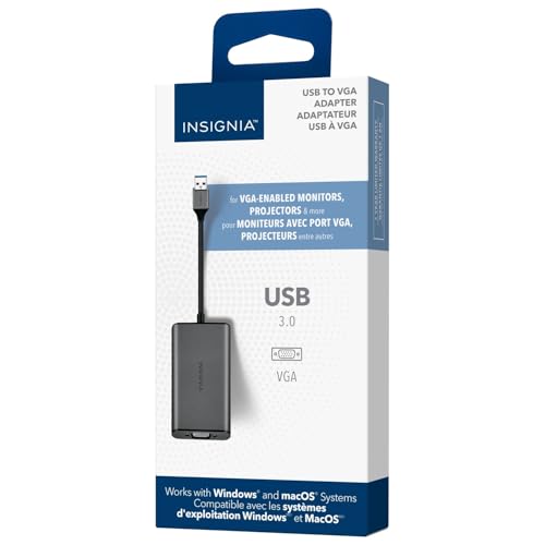 INSIGNIA TV, Monitor & Display Adapters – 4K Ultra HD, 60W Power Delivery, USB 3.0 5Gbps – Compatible with MacBook, iPad, Chromebook, Windows Laptops (USB to VGA Adapter) - style: USB to VGA Adapter