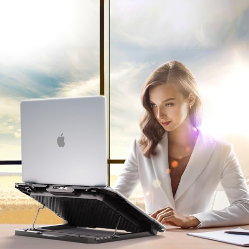 ICE COOREL Laptop Cooling Pad with 8 Cooling Fans, Cooling Pad for Laptop Fan 13-15.6 Inch, Laptop Cooler Stand with 6 Height Adjustable, Notebook Cooler Pad with Two USB Port [2025 Version] - size: 8 Fans