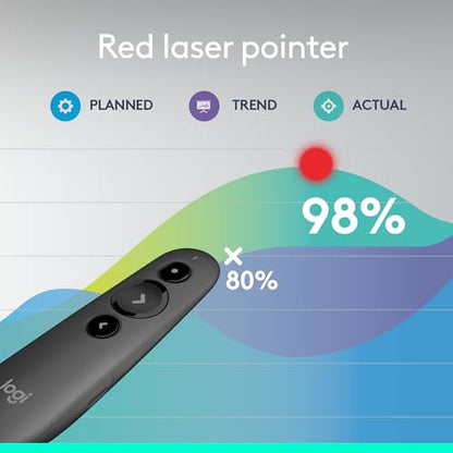 Logitech Wireless Presenter R500s PowerPoint Clicker with Laser Pointer | PowerPoint clicker, presentation clicker - color: Red Laser, style: 3 buttons