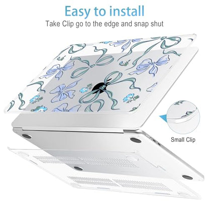 Mektron for 2026/2025/2024/2023 MacBook Air 15 INCH M5 A3448 /M4 A3241 /M3 A3114 /M2 A2941 Case, Printed Plastic Hard Shell Cover with 15.3" Liquid Retina Display Touch ID, Bows C355 - color: Bows C355