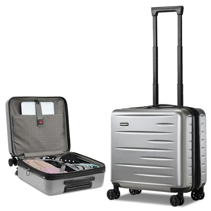 CENSIEN 16 Inch Carry On Luggage Airline Approved, Expandable Lightweight ABS+PC Hard Shell Suitcases with 360° Spinner Wheels, TSA Lock, YKK Zippers (Dark Gray, 1 PC) - color: Gray, size: Carry On - 16 Inch - EXT