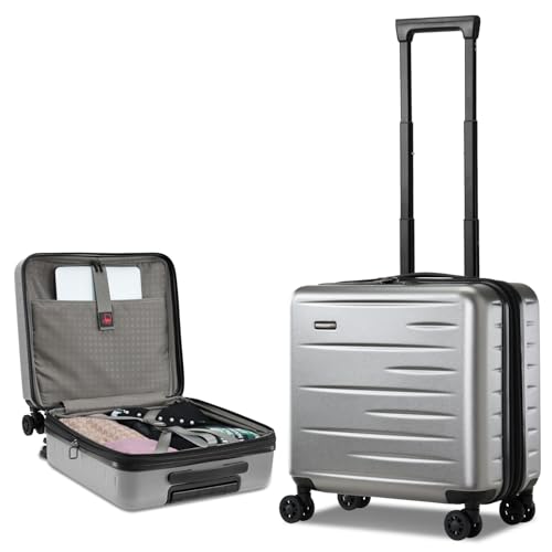 CENSIEN 16 Inch Carry On Luggage Airline Approved, Expandable Lightweight ABS+PC Hard Shell Suitcases with 360° Spinner Wheels, TSA Lock, YKK Zippers (Dark Gray, 1 PC) - color: Gray, size: Carry On - 16 Inch - EXT