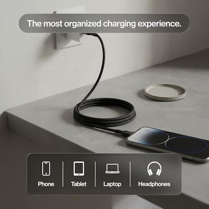 Statik MagStack Pro USB C to USB C Coiling Magnetic Charging Cable,100W | Nylon Braided Tangle-Free Design, Magnetic Coiling, Data Transfer, Compatible with iPhone & Android, 3FT Black - color: Black, size: 3ft, style: USB-C to USB-C