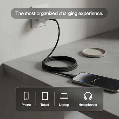 Statik MagStack Pro USB C to USB C Coiling Magnetic Charging Cable,100W | Nylon Braided Tangle-Free Design, Magnetic Coiling, Data Transfer, Compatible with iPhone & Android, 3FT Black, 5 Pack - color: Black, size: 3ft (5 Pack), style: USB-C to USB-C