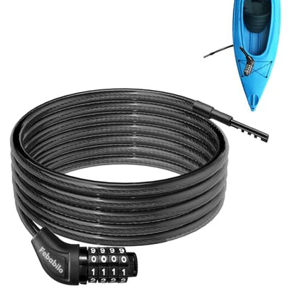 Long Cable Lock, Extra Long Straight Bike Lock (5ft to 25ft) with Resettable Combination, Kayak Locks, Unique Thin end Cable Locks Suitable Kayak, Scooter, Paddle Boards, Canoe, Jet Ski - size: 5 ft Long, 0.39 in Thick