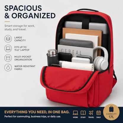 Laptop Backpack for Women & Men, 15.6" Laptop and Tablet Bag with Computer Compartment – Lightweight, Durable Travel & Work Backpacks, Red - color: Backpack 01 Red