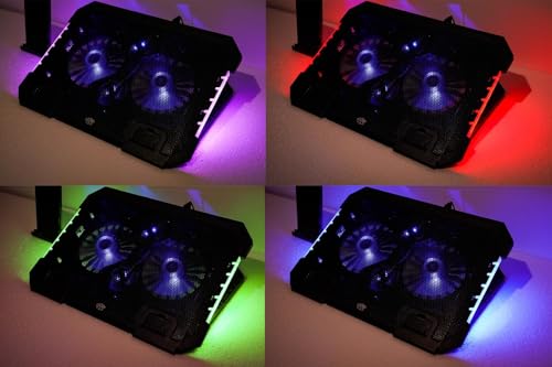 RGB Gaming Laptop Cooling Pad 17-12Inch 4Fans (Customized RGB Sidelight with Switch,Laptop Fan Speed Adjustable,5 Heights Adjustment with Phone Holder)Fit Apple MacBook Laptop Fan Cooling Pad - color: RGB 4Fan 12-17inch