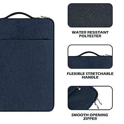 RAINYEAR 15.6 inch Laptop Sleeve Case Bag with Handle & Pocket, Navy Blue | Protective Padded Polyester Laptop Sleeve Case Briefcase Compatible with 15.6 Inch Notebook Computer Chromebook - color: Navy Blue, size: 15.6"