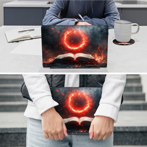 Laptop Skin Sticker Decal 12"-15.6" Universal Laptop/Notebook/Netbook Vinyl - Waterproof Scratch Resistant,Fits HP Dell Lenovo MacBook,2 Free Wrist Pads,Easy Apply & Remove,Fire Retro Book - color: Fire Retro Book