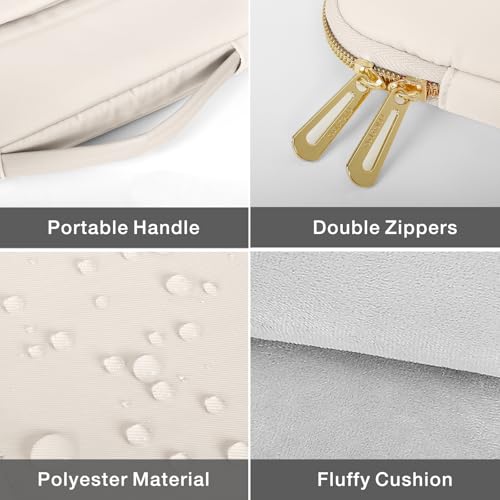 MOSISO 13-14 inch Laptop Case, 13.3 inch Puffy Laptop Sleeve Compatible with MacBook Air 13.6 M5 M4 M3 M2 M1/Neo/Pro 13/14,HP Dell ASUS Lenovo, Rectangle Vertical Bag with Small Case&Side Handle, Sand - color: Sand