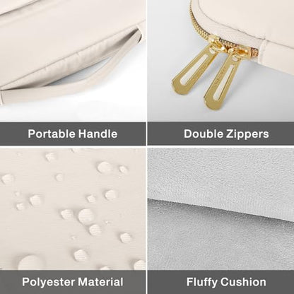 MOSISO 13-14 inch Laptop Case, 13.3 inch Puffy Laptop Sleeve Compatible with MacBook Air 13.6 M5 M4 M3 M2 M1/Neo/Pro 13/14,HP Dell ASUS Lenovo, Rectangle Vertical Bag with Small Case&Side Handle, Sand - color: Sand