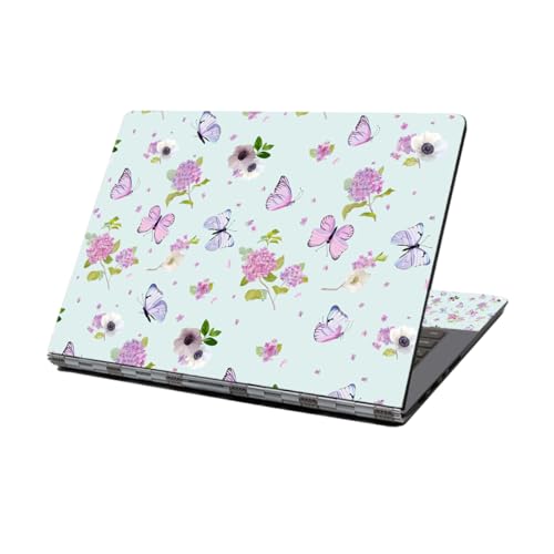Laptop Skin Sticker Decal,12" 13" 13.3" 14" 15" 15.4" 15.6 inch Personalized Laptop Vinyl Skin Sticker Cover Art Decal Universal Protector Notebook PC Cover Case (Colorful Butterflies & Flowers) - color: Colorful Butterflies & Flowers