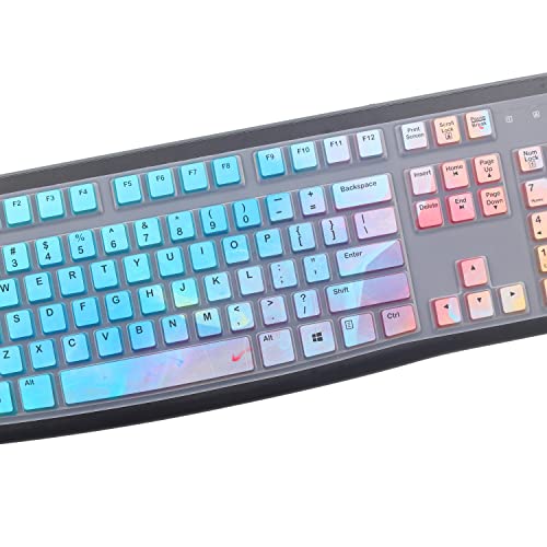 Silicone Keyboard Cover for Logitech K120 & MK120 Ergonomic Desktop USB Wired Keyboard, Logitech K120 & MK120 Keyboard Protective Skin US Layout (NOT Fit Other Model)-Colorful - color: Colorful