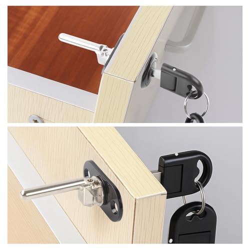 HOWDIA 2 Pcs - Drawer Lock Cabinet Locks with Keys, Zinc Alloy Desk Locks File Cabinet Lock for Wardrobe Furniture Locker Showcase with 2 Key 19mm (Black, Keyed Different) - size: 19mm - Keyed Different