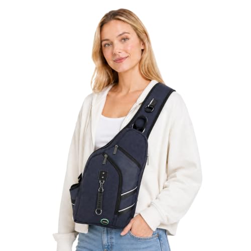 Large Sling Bag Laptop Backpack Cross Body Messenger Bag Shoulder Travel Rucksack (B-Navy) - color: B-navy