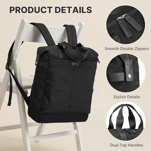 G4Free Protective 16" Laptop Backpack, Large Work Bag for Men Women, Slim Casual Backpacks for Travel, College, Business, Black - color: Black