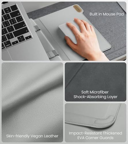Nillkin 14 inch Laptop Sleeve with Stand (4-in-1), 2 Stand Modes, Mouse Pad | Magnetic Handle | Slim Laptop Case | MacBook Air 13 inch Case for Samsung/Surface/HP/Chromebook/Dell/Lenovo 12-14'', Gray - color: Gray, size: 12-14 inch