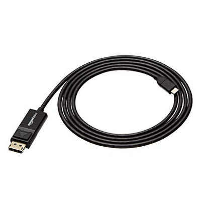 Amazon Basics Bi-Directional USB-C to DisplayPort Cable, Thunderbolt 3/4 Compatible, 4K@60Hz, DP Alt Mode, Plug & Play, 6-foot, Black - size: 6-Foot