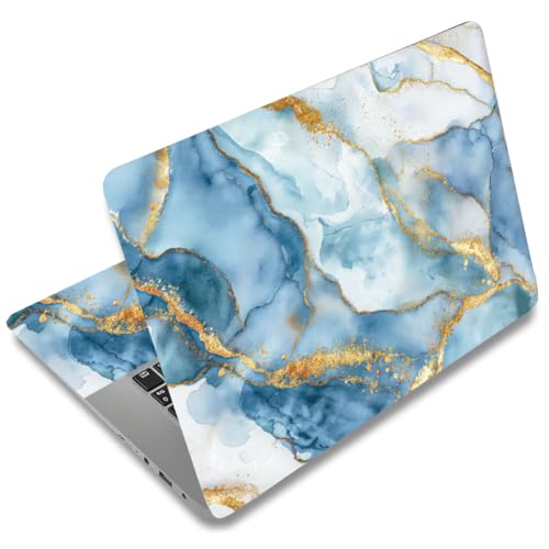SUPERDANT Blue Textured Laptop Skin Sticker Decal Gold Foil Universal Vinyl Removable Notebook Protector Cover Fits 12 13 13.3 14 15 15.4 15.6 Inches - style: Textured Gold Foil