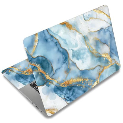 SUPERDANT Blue Textured Laptop Skin Sticker Decal Gold Foil Universal Vinyl Removable Notebook Protector Cover Fits 12 13 13.3 14 15 15.4 15.6 Inches - style: Textured Gold Foil