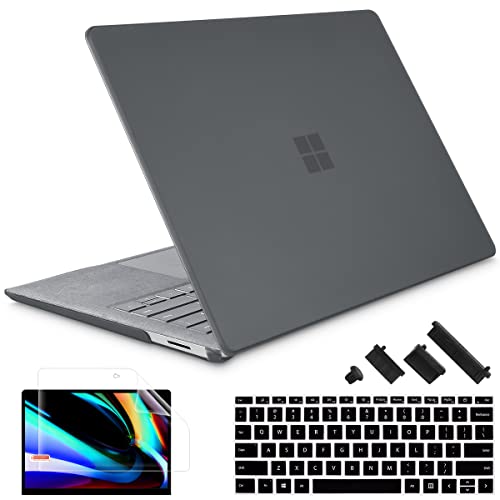 May Chen Case for 13.5" Microsoft Surface Laptop 3/4/5 with Alcantara Palm Rest Model 1867 1958 1959 (2019 2021 2022), Plastic Hard Shell Case with Keyboard Cover + Screen Protector, Matte Black - color: Matte Black
