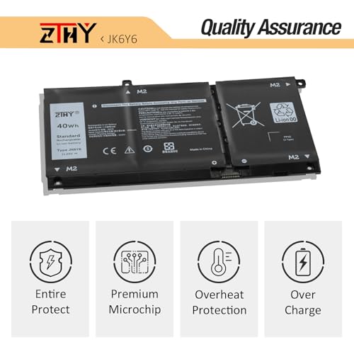 JK6Y6 40Wh Laptop Battery Replacement for Dell Latitude 3410 3510 3120 3140 | Vostro 5300 5401 5501 Inspiron 5300 5401 5408 5402 5509 5409 5508 5400 5406 7405 7300 7306 7500 2-in-1 Silver P32T P33T P97F - size: 7.56*3.9*0.2inch JK6Y6