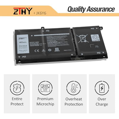 JK6Y6 40Wh Laptop Battery Replacement for Dell Latitude 3410 3510 3120 3140 | Vostro 5300 5401 5501 Inspiron 5300 5401 5408 5402 5509 5409 5508 5400 5406 7405 7300 7306 7500 2-in-1 Silver P32T P33T P97F - size: 7.56*3.9*0.2inch JK6Y6