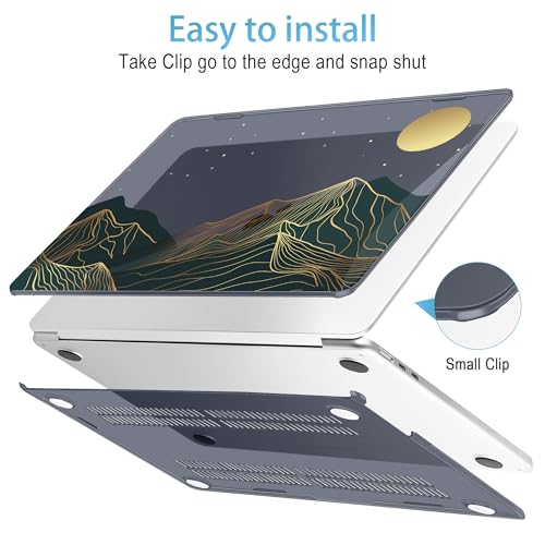 Mektron for 2026/2025/2024/2023 MacBook Air 15 INCH M5 A3448 /M4 A3241 /M3 A3114 /M2 A2941 Case, Printed Plastic Hard Shell Cover with 15.3" Liquid Retina Display Touch ID, Abstract Mountain C112 - color: Abstract Mountain C112