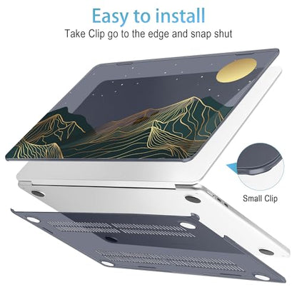 Mektron for 2026/2025/2024/2023 MacBook Air 15 INCH M5 A3448 /M4 A3241 /M3 A3114 /M2 A2941 Case, Printed Plastic Hard Shell Cover with 15.3" Liquid Retina Display Touch ID, Abstract Mountain C112 - color: Abstract Mountain C112
