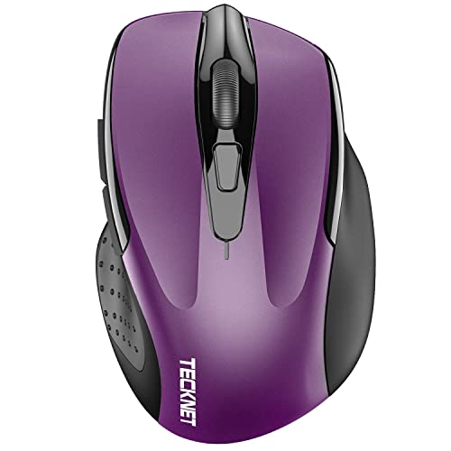 TECKNET Wireless Mouse (2.4G & BT5.0/3.0) Silent 4800 DPI Computer USB A & Bluetooth Mouse 6 Buttons, Wide Compatibility - Purple - color: Purple