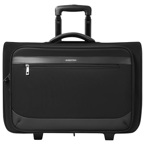 AUROTIER Rolling Garment Bags for Travel, Built-in Hanging Feature, Wheeled Business Suitcase with 17 Inch Laptop Compartment, Lockable Carry on Luggage for Men and Women with Wheels
