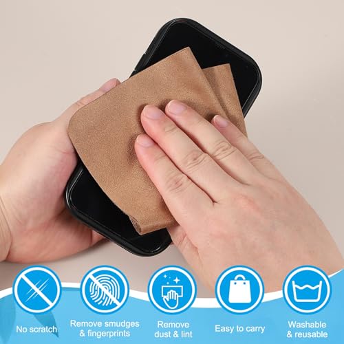 PATIKIL Glasses Cleaning Cloth 6.9" x 5.7", 12 Pcs Microfiber Eyeglasses Cleaner Cloths Soft Suede Wipe Screen for Camera Len Eyeglass Screens Phones Smart Devices, Brown - color: Brown, size: 6.9" x 5.7"