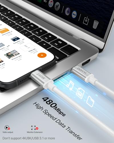USB C to USB C Cable 3ft, 2-Pack 240W USBC to USBC Charger Cable Braided for iPhone 17 Air 16 15 Pro Max Charger Cord, USB-C to C Fast Charging Cable for Samsung S25, MacBook Pro/Air, iPad, Laptop