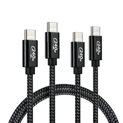 EP 240W USB C to USB C Cable (2-Pack, 6.6FT), USB-C Charge Cable, Braided Nylon + Silicone Jacket, Fast Charging Cord for Mobile Phone, Tablet and Other Electronic Devices Ultra