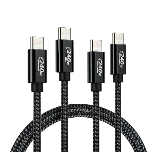 EP 240W USB C to USB C Cable (2-Pack, 6.6FT), USB-C Charge Cable, Braided Nylon + Silicone Jacket, Fast Charging Cord for Mobile Phone, Tablet and Other Electronic Devices Ultra