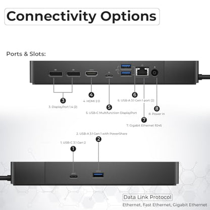 Dell WD19S Docking Station 180W (130W Power Delivery) - Dell Docking Station Dual Monitor, Dock Station with 180W Power Supply + HDMI Cable + DP Cable + USB-C Cable + Microfiber Cloth - style: WD19S 180W Renewed