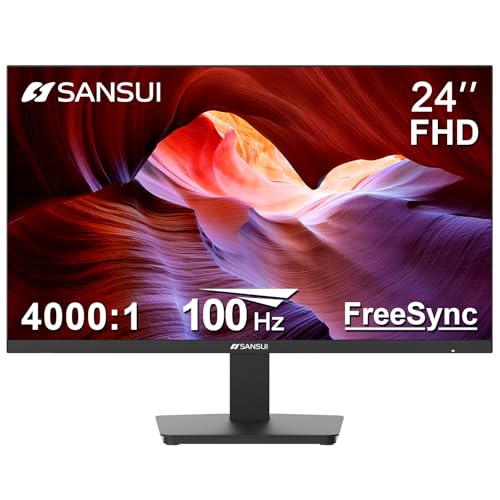 SANSUI Monitor 24 Inch 100Hz PC Monitor, HDMI VGA Ports VESA Mount, FHD Computer Monitor Ultra-Slim Ergonomic Tilt Eye Care for Home Office (ES-24F2, HDMI Cable Included) - size: 24 Inch